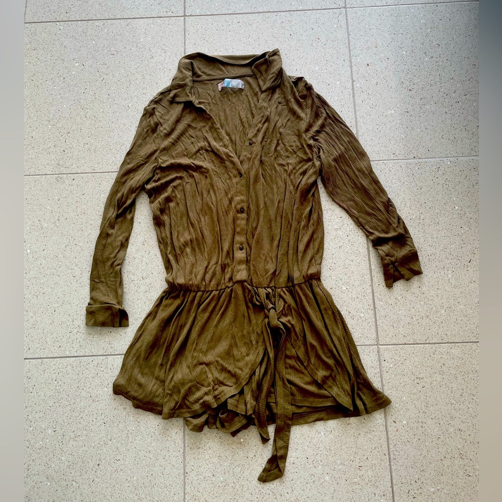 FP Beach Faux Wrap Romper - Army Green, XS